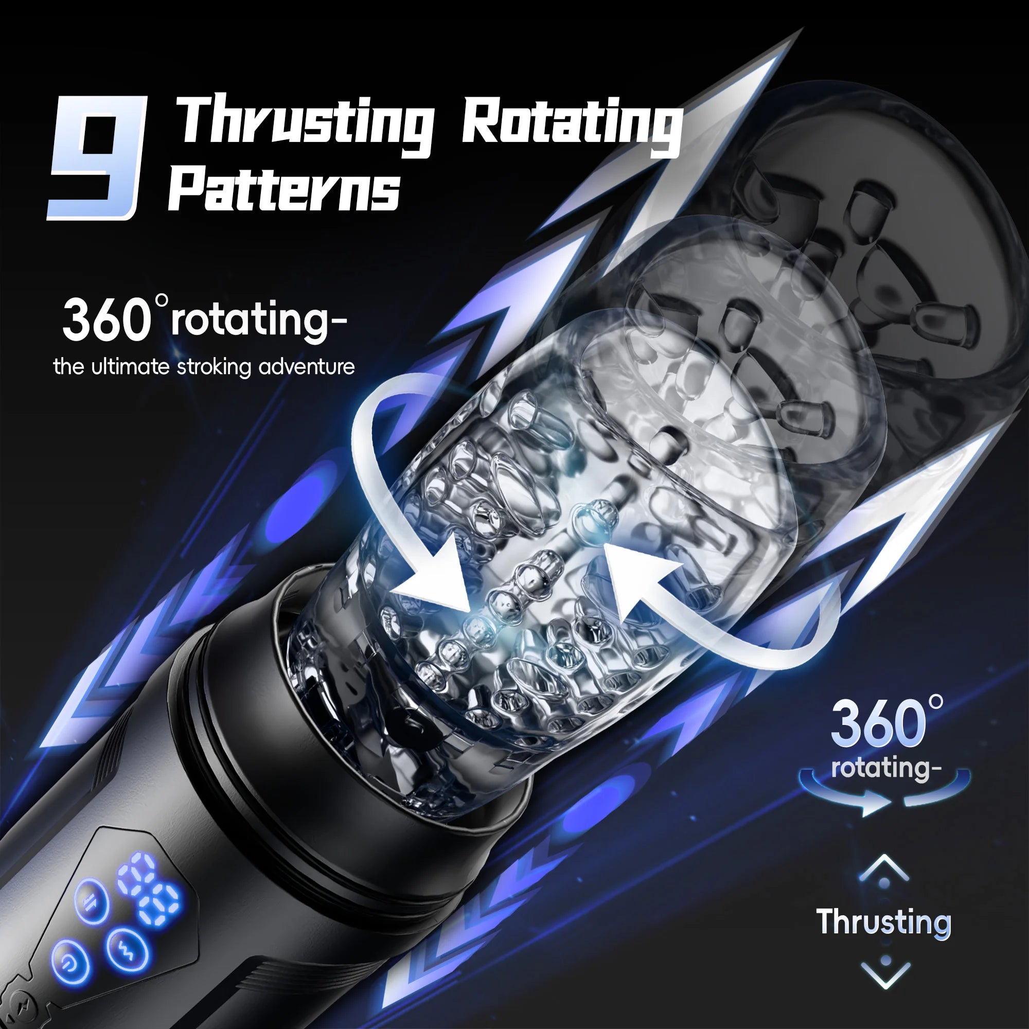 Upgrade 3 in 1 Male Masturbator Sex Toy with App Control Realistic Blowjob Machine 9 Thrusting Rotating & Vibrating Male Stroker