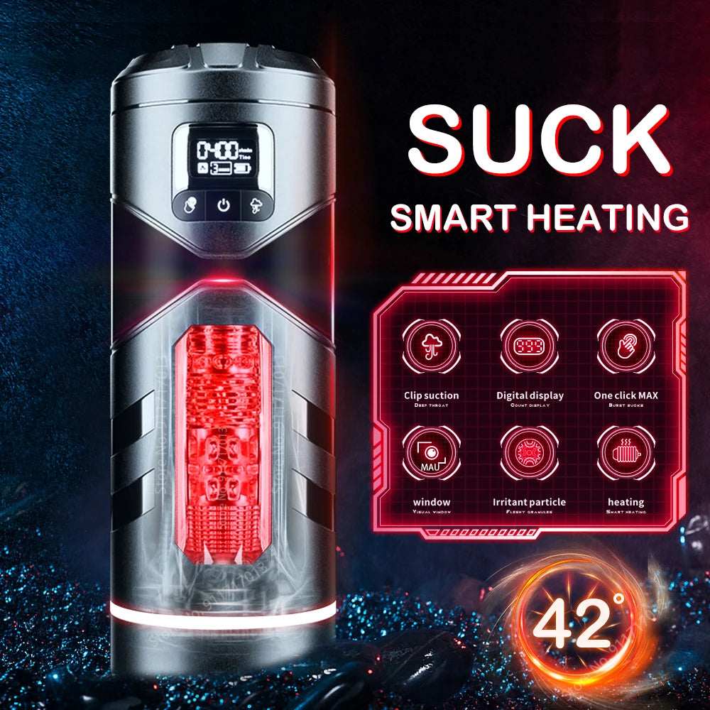 Real Automatic Heated Sucking Vibration Male Masturbator Cup Blowjob Masturbation Vagina Pocket Adults Sex Machines Toys For Man