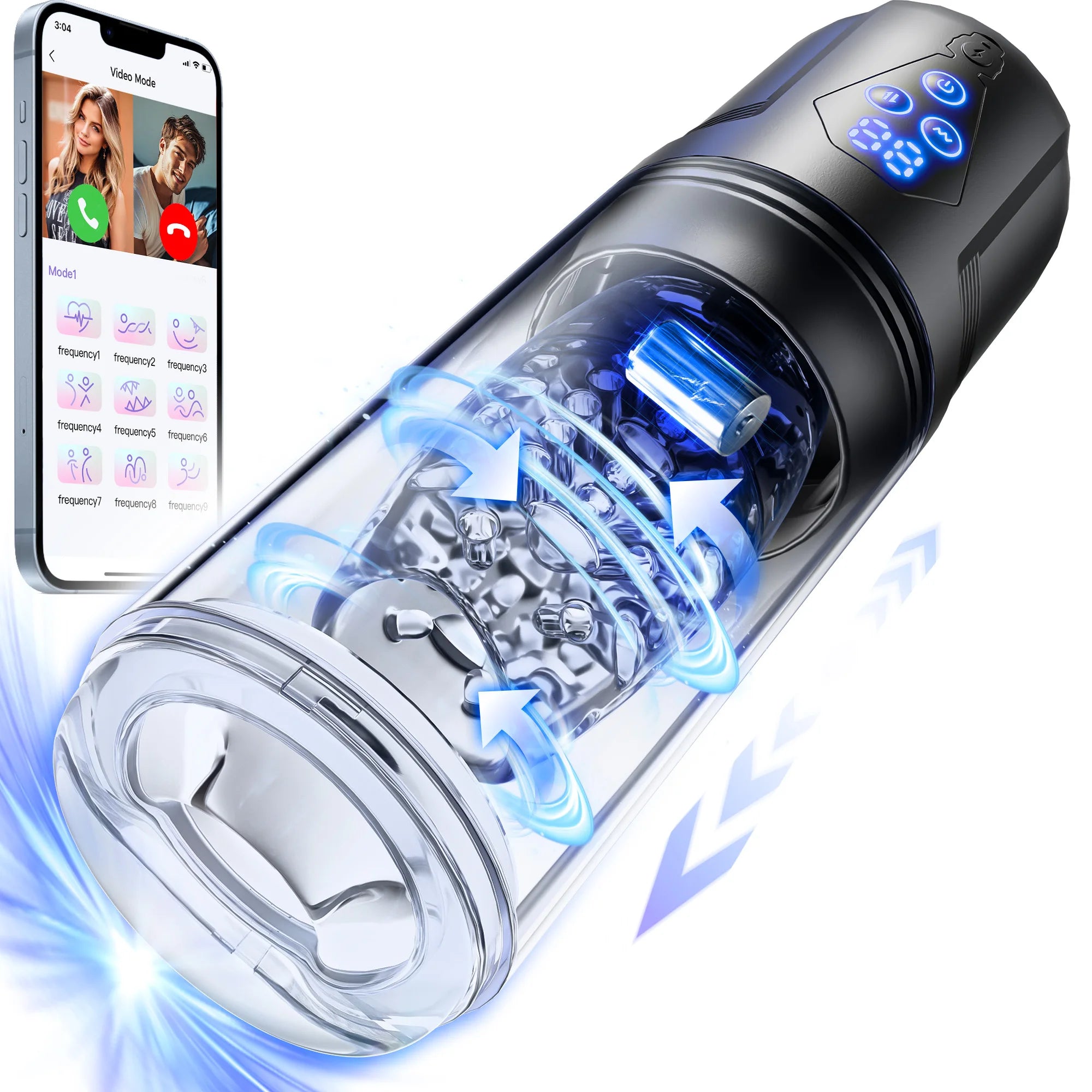 Upgrade 3 in 1 Male Masturbator Sex Toy with App Control Realistic Blowjob Machine 9 Thrusting Rotating & Vibrating Male Stroker