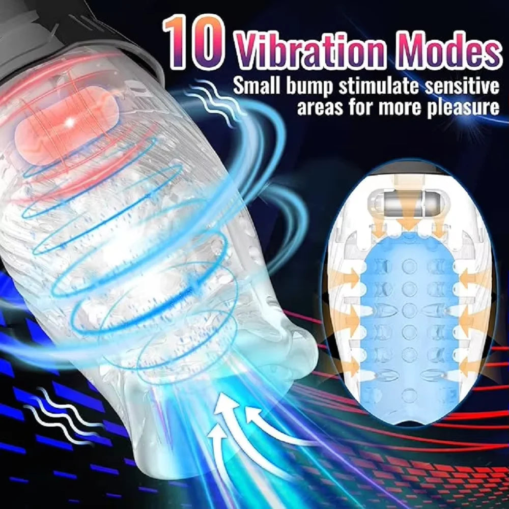 Automatic Rotating Male Masturbation Cup Oral Sex Glans Vibrator Spiral Motion Spinner Cup Penis Delay Trainer Sex Toys for Men