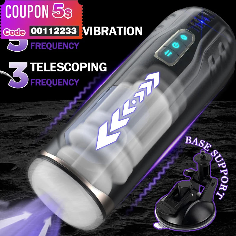 HESEKS Sound-off Automatic Sucking Male Masturbator Real Electric Blowjob Pocket Pussy Telescopic Vibrator Masturbation For Man
