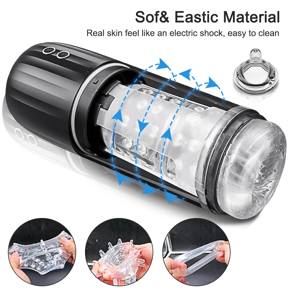 Sucking Spinning Automatic Male Masturbator IPX7 Waterproof Suction Blowjob Masturbation Machine Sex Toy for Men Adults Supplies