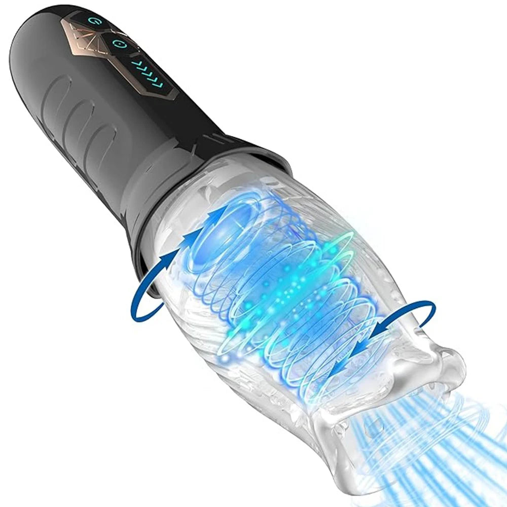 Automatic Rotating Male Masturbation Cup Oral Sex Glans Vibrator Spiral Motion Spinner Cup Penis Delay Trainer Sex Toys for Men