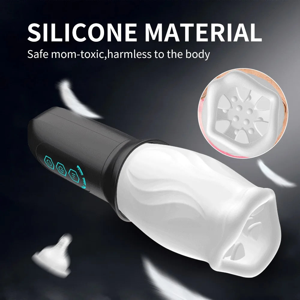 Automatic Rotating Male Masturbation Cup Oral Sex Glans Vibrator Spiral Motion Spinner Cup Penis Delay Trainer Sex Toys for Men